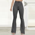 thumbnail image 2 of Winter Fleece Lined Leggings Women Women Fashion High Waist Wide Leg Stretch Thin Stitching Denim Flared Pants Winter Plush Warm High Waist Elastic Slim Pants Slim Winter Leggings, 2 of 5