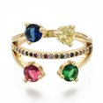thumbnail image 3 of 2pcs Brass Micro Pave Cubic Zirconia Finger Rings Wide Band Rings Cadmium Free Nickel Free Lead Free Colorful Real 16K golden Plated Size 7 1/4(17.5mm), 3 of 4