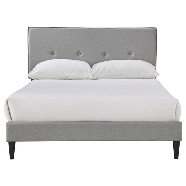 Home Fare Full Mid Century Button Upholstered Bed Gray