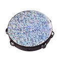 thumbnail image 2 of 10 Inch Wooden Radiant Tambourine Handbell Hand Drum with Double Rows Jingles Shining Reflective Drum Head Percussion Instrument Toy for Adults Kids Dancing Singing Party Broken Glass Patter, 2 of 7
