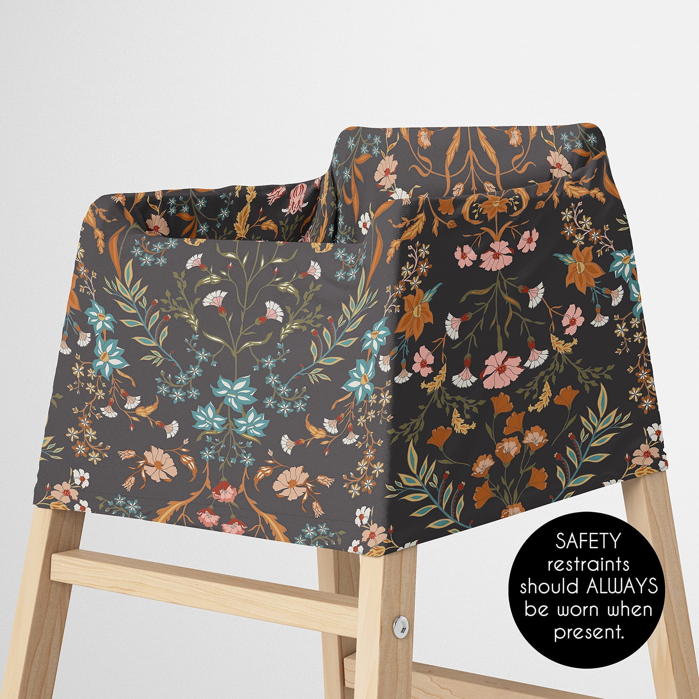 Sweet Jojo Designs Boho Floral Wildflower Black and Orange Girl Multi Use Baby Car Seat and Nursing Cover