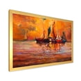 thumbnail image 2 of Boats During Evening Sunset In The Ocean I 40 in x 30 in Framed Painting Canvas Art Print, by Designart, 2 of 4