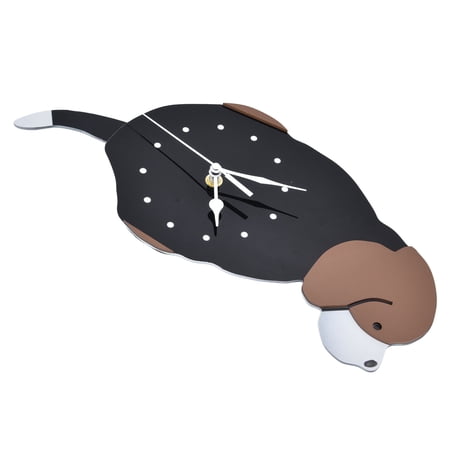 Frameless 3D Acrylic Dog Wall Clock with Wagging Tail Silent Non-Ticking Decorative Pendulum Clock for Living Room Bedroom Office (12.2 x 8.66 Inches / 31 x 22 cm)
