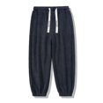 thumbnail image 1 of Pantalones largos para hombre, moda informal, cómodos, de color sólido, holgados, de verano, con bolsillos y cordón, pantalones deportivos de poliéster para hombre., 1 of 3