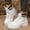 White, variant on Tawop Women Boots Ankle Thick Sole Fleece Lace Up Round Toe Boots Combat