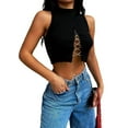 thumbnail image 3 of SAYOO Mujeres Casual Crop Tops, Color Sólido Slim Fit Hollow Out Vendaje Sin Mangas Tank Tops SAYOO Moda, 3 of 5