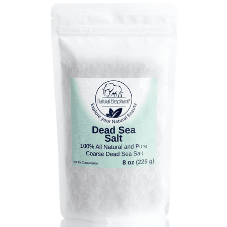Dead Sea Salt Coarse Grain 8 oz (226 g) by Natural Elephant 100% Natural & Pure for Psoriasis Eczema Acne & Other Dermatological