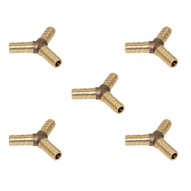 5 piezas de latón en apariencia de Y de 3 vías tubo de manguera de púas tubo adaptador de de pagoda conector de acoplamiento riego de jardín 8 mm-8 mm Macarena Conector de conexión con púas