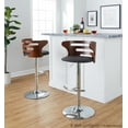thumbnail image 3 of LumiSource Chrome, Walnut Wood, Charcoal Fabric Cosi Adjustable Barstool - Set of 2, 3 of 6