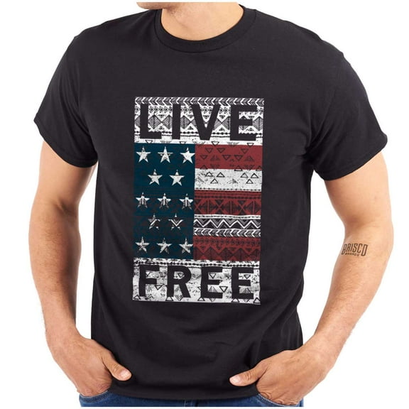 Live Free Geometric American Flag USA Men's Graphic T Shirt Tees Brisco Brands M