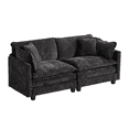 thumbnail image 6 of Tcbosik Chenille Loveseat, 2-Seater Sectional Couch with Pillow, 78" Modern Comfortable Sofa for Apartment, Bedroom, Living Room, Lounge Room, Black, 6 of 6