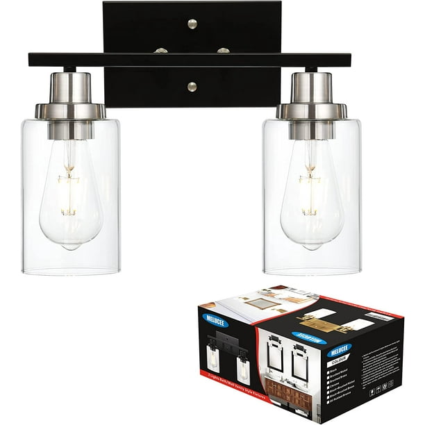 KUSONG Modern Bathroom Light Fixtures 2Light Matte Black Vanity Light