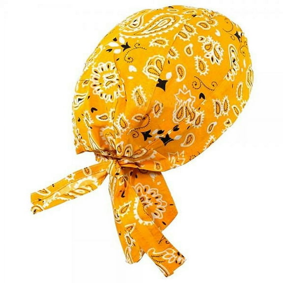 Paisley Doo Rag Du Rag Do Cotton Bandana Headwrap PICK COLOR Chemo Cap (Golden Yellow Paisley II)