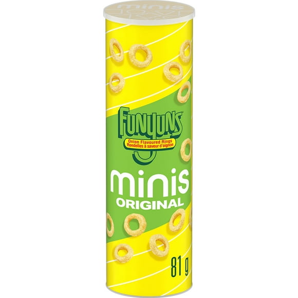 Funyuns Minis Original Onion Flavoured Rings Seasoned Corn Snacks, 81 g.