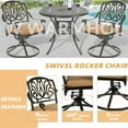thumbnail image 4 of 9-Piece Patio Dining Set for 8, All Weather Cast Aluminum Outdoor Funiture Table and Chairs Set - 94.5" Rectangular Table and 8 Cushioned Swivel Rocker Chairs, Umbrella Hole, Khaki, 4 of 7