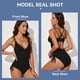 thumbnail image 3 of Traje de baño de canalé con cuello en V Qarigey para mujer modesto y moderno negro L, 3 of 6