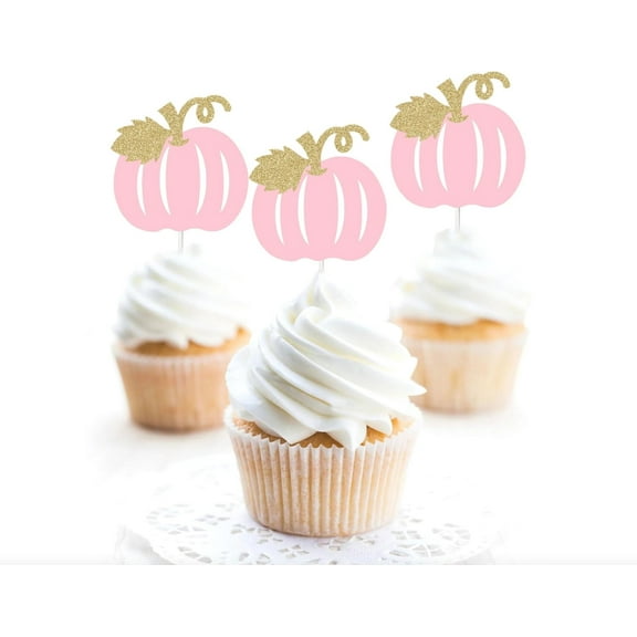 Little Pumpkin Cupcake Toppers, Pumpkin Baby Shower Cupcake Toppers, Gender Reveal, Birthday, Fall, Halloween Decorations 12pcs