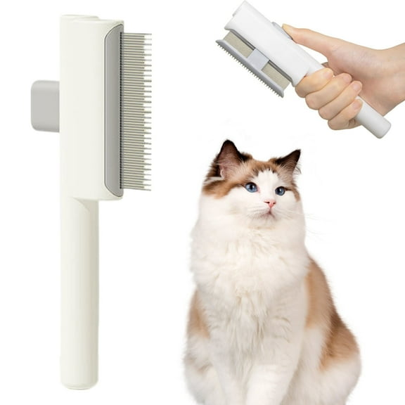 Safeglitz Cat Combs with Release Button - Detangling Grooming Brushes for Cats & Kittens Cleaning Cat Hair