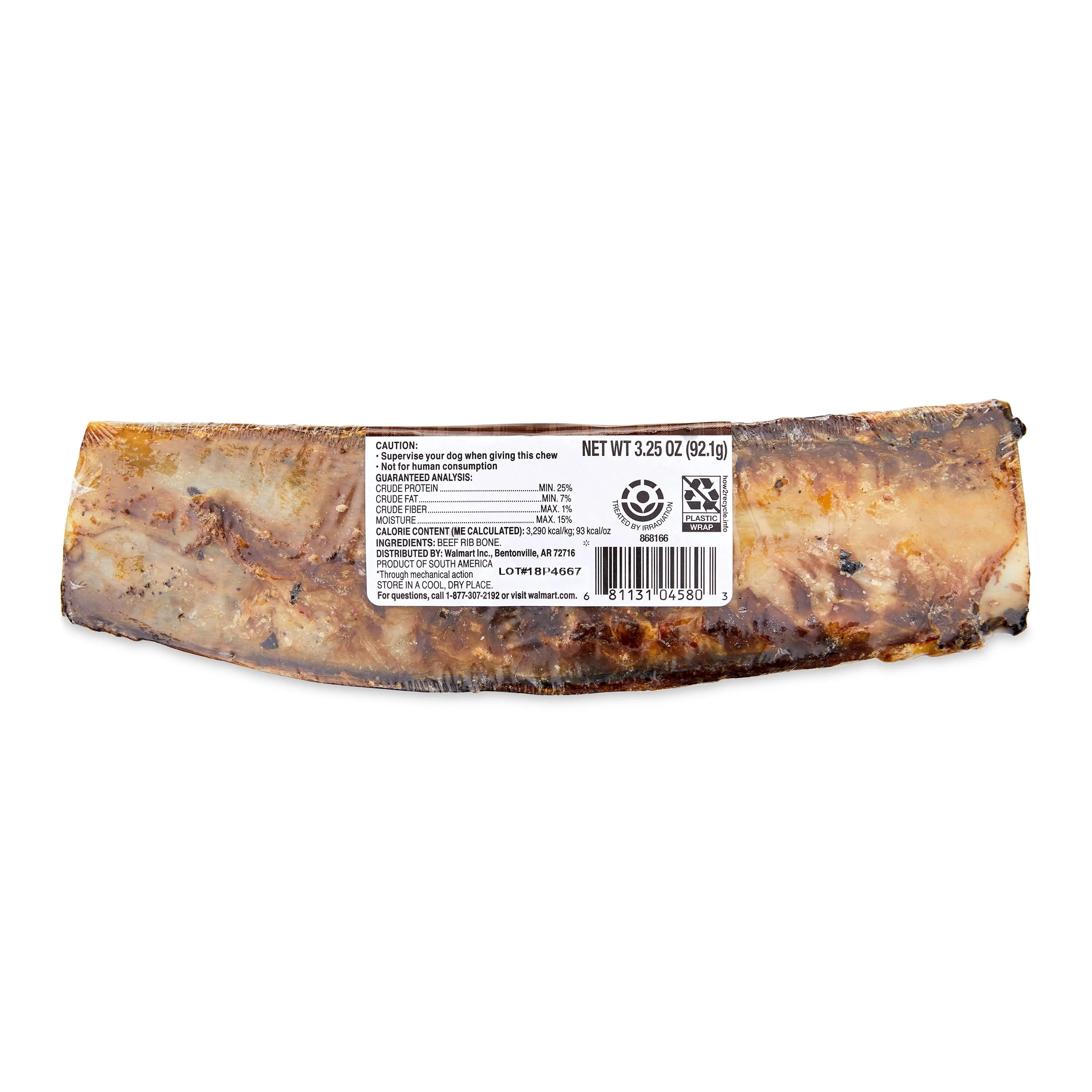 Ol' Roy Natural Beef Dry Rib Bone Chew for Dogs, 1 Count