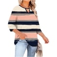 thumbnail image 4 of LEKWK Plus Size Womens Dressy Tops Regular Fit Keyhole Neck 3/4 Sleeve Tops Regular Fit Elegant Flower Print Blouses & Button-Down Shirts Contrast Color Design Business Casual Outfits, 4 of 7