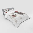 thumbnail image 2 of Ambesonne Christmas Bedding Set 4 Pcs, Animals Red Hats, Queen, White Grey Red, 2 of 2