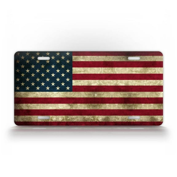 Rustic Americana American Flag License Plate Patriotic USA Auto Tag