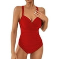 thumbnail image 1 of Gibobby Trajes de Baño Mujer Completos 1 UNIDS Mujeres Sexy Color Sólido Traje de Baño Mujer Monokini Traje de Baño Mujer Sexy Color Sólido Monokini Traj(Rojo,CH), 1 of 4
