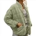 thumbnail image 2 of Chaquetas Acolchadas para Mujer, Informales, de Cuello Alto, Larga, Abrigos de Invierno Extragrandes con Cremallera Verde S, 2 of 7