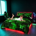 thumbnail image 4 of Manfei Glowing Plaid Duvet Cover Queen, Geometric Checkered Queen Bedding, Green and Black, Black Reversible 3pcs, 1 Duvet Cover and 2 Pillowcases, 4 of 7