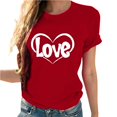 thumbnail image 4 of VKOYWKM Valentine's T-Shirt for Women Romantic Love Graphic Tees Tops Holiday Crewneck Loose Fit Valentines Day T Shirts, 4 of 5