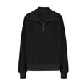 thumbnail image 5 of Half Zip Fleece Sweatshirt Womens Oversized Fit Casual Warm Long Sleeve Sherpa Lapel Pullover Sweater Tops 2025 (L, Black), 5 of 7