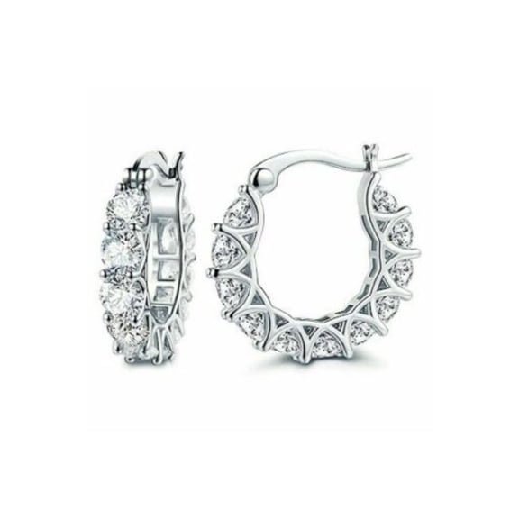 Elegant Eternity Hoops in Silver Cubic Zirconia Mini Hoop Earrings