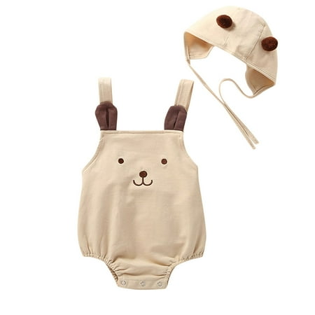

Fsqjgq Grandma Baby Clothes Hat Romper Cartoon Bodysuit Pompon Straps Baby Sunsuit Girls Girls Romper&Jumpsuit Cap Sleeve Ballet Leotard for Girls Cotton Blend Khaki 66