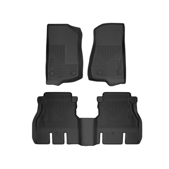 Husky Liners 93921 Weatherbeater Floor Mats Fit 2018-2025 Jeep Wrangler JL 4-Door excl. 4XE Front/2nd Row Liners 3pc Black