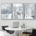 thumbnail image 2 of IDEA4WALL Framed Wall Art Print Set Winter Wonderland Snowy Deer Forest Nature Modern Decorative Multicolor Boho for Living Room, Bedroom, Office - 16"x24"x3 White, 2 of 5
