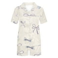 thumbnail image 4 of Amidoa Womens Pajamas Set Short Sleeve Cute Print V-Neck Pajama Sets Womens Pjs Pants Soft, 4 of 4