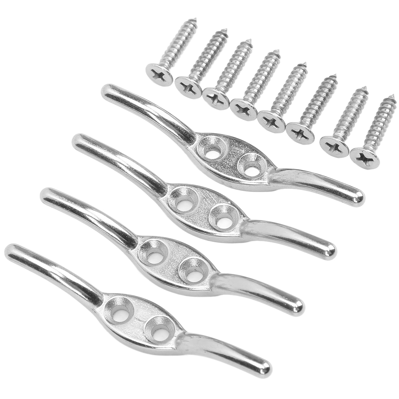 BIMZUC 4 Pcs 2.6 inches / 65 mm Stainless Steel Flagpole Cleat Hook Tie Down Anchor for Small Boats and Docks