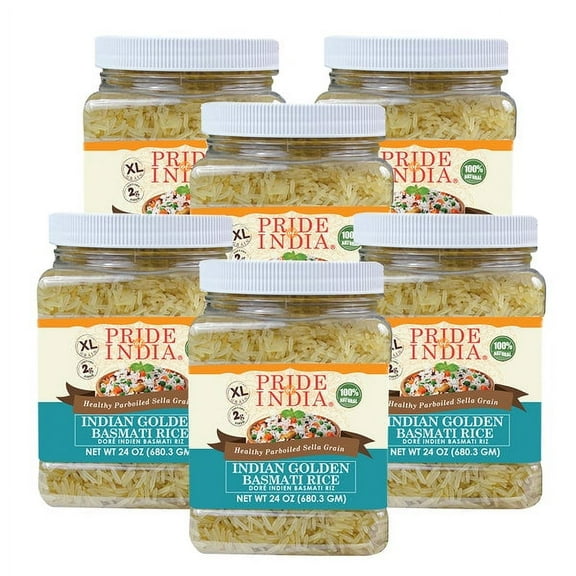 Pride of India Extra Long Indian Golden Basmati Rice, 1.5 lb Jar, Pack of 6