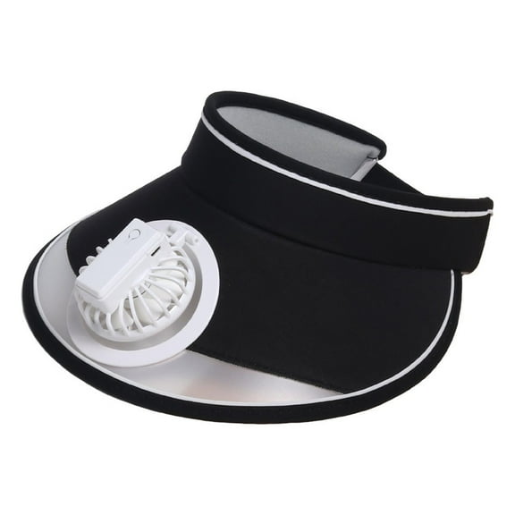 RoamHome Translucent Sun Visor Hat with Mini Fan Rechargeable, 360 Degree Rotating, Summer Big Eaves Outdoor Cool Hat for Outdoor Hiking Fishing Camping (Black)