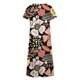 thumbnail image 4 of Vestido largo de playa con cuello redondo y manga corta con estampado floral sexy informal a la moda para mujer Pompotops ghjkhdj15395, 4 of 4