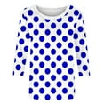 thumbnail image 6 of Yuanlook Womens Tops 3/4 Sleeve Shirts Round Neck Loose Casual Blouses Dot Print Tshirts Crew Neck Comfort Dress Tee - Blue - L, 6 of 7