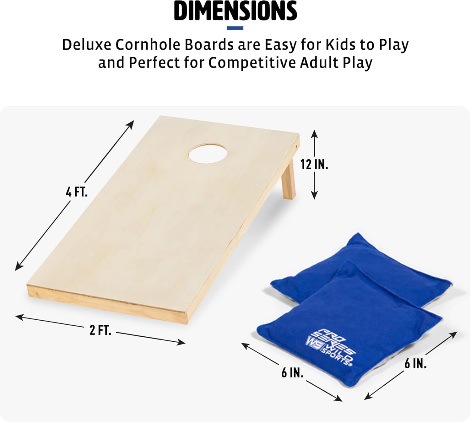 Wild Sports 2' x 4' Wood Cornhole Outdoor Game Set , Natural Wood with Carry Bags