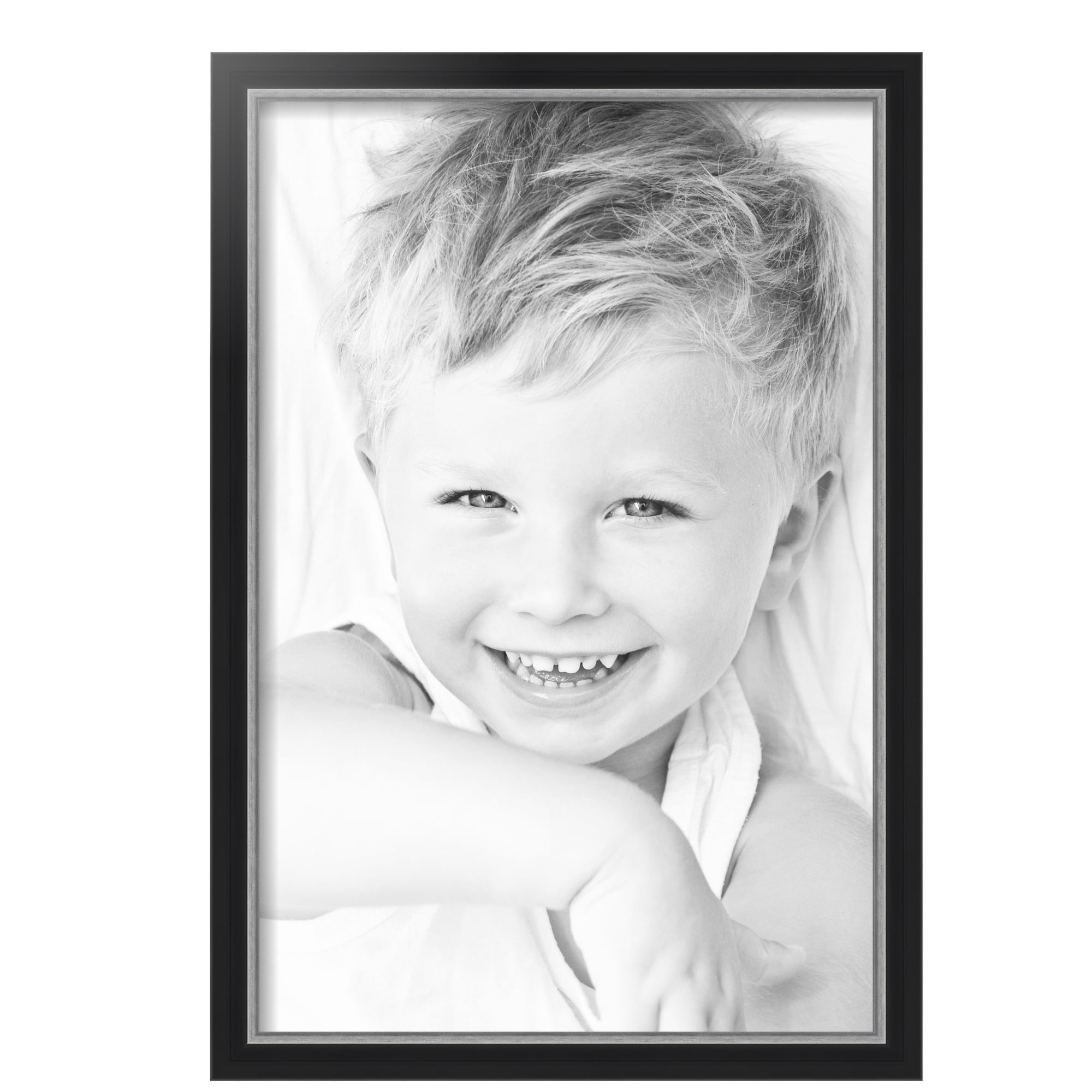 ArtToFrames 16" x 24" Black Velvet with Silver - 1.25 Picture Frame, 16x24 inch Black MDF Poster Frame (WOM-4691), 4 Pack