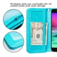 thumbnail image 3 of LG K30 Case (X410), LG K10 2018, K10 Plus, K10 Alpha, X4 Plus, [Kickstand] Wrist Strap Luxury Glitter Bling Leather Flip Wallet Cover Phone Clutch Wristlet Cases - Teal, 3 of 7