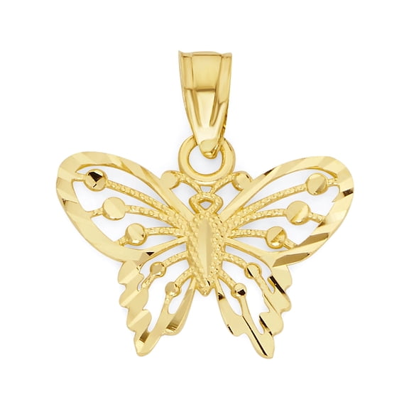 Golden Fire 10k Gold Butterfly Charm Pendant Solid Dainty Jewelry for Women