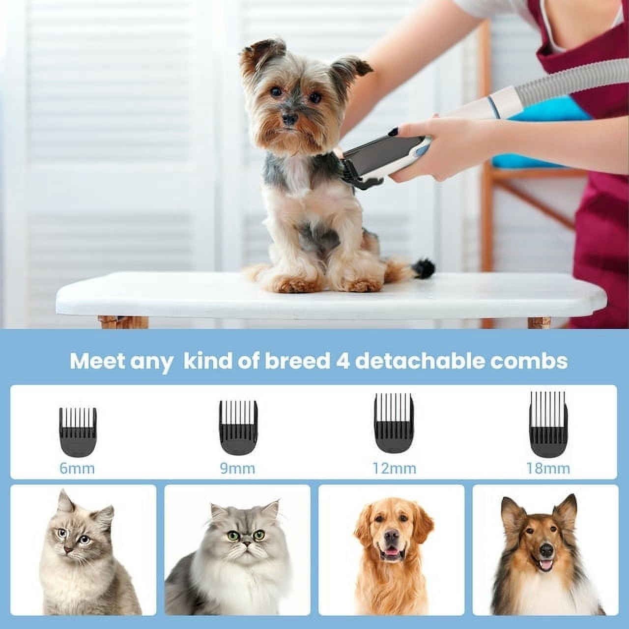 Moosoo Dog Grooming Kit, Dog Hair Vacuum Suction 99% Pet Hair, 5 Pet Grooming Tools, Quiet Pet Vacuum Groomer, Brush for Shedding Dogs Cats