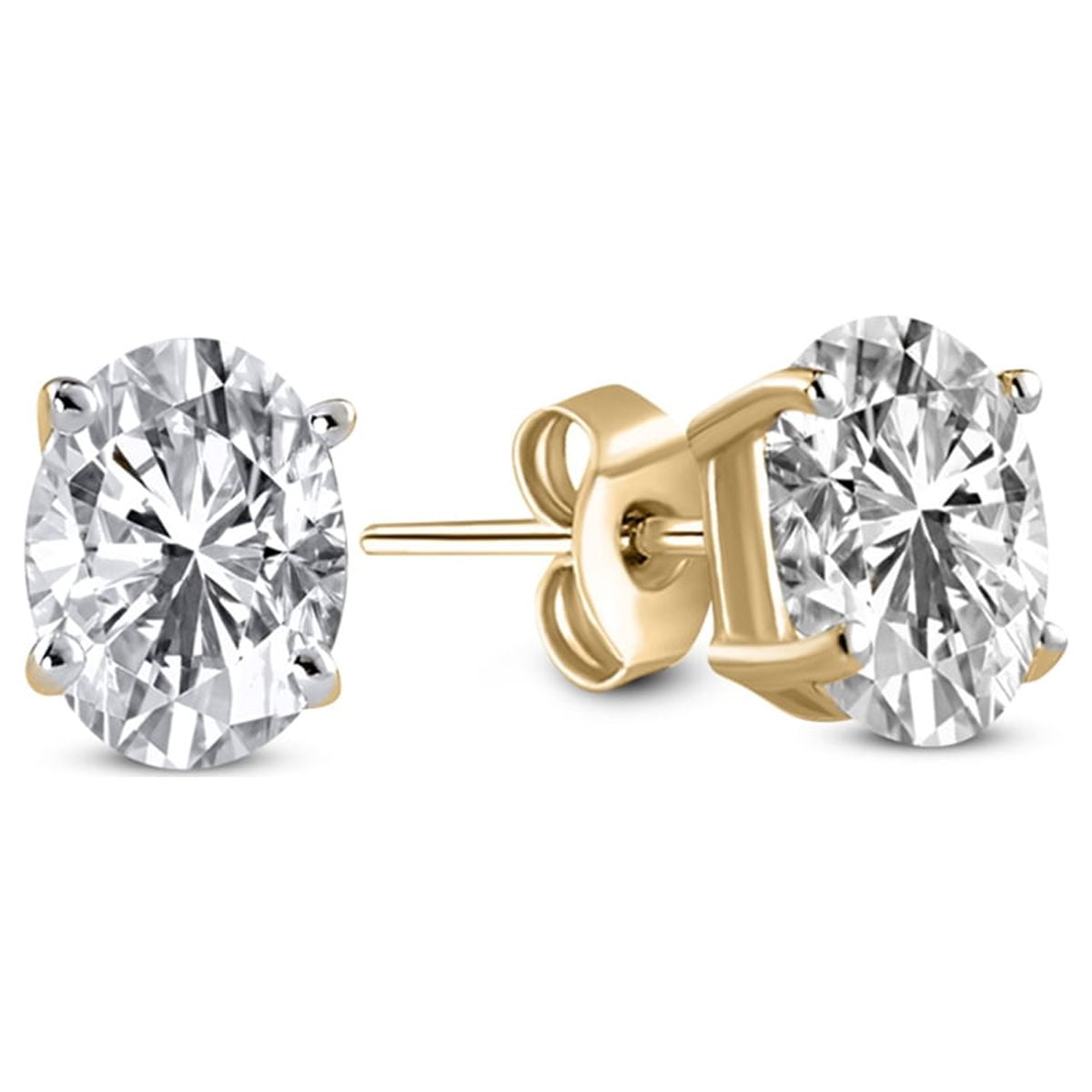 IGI Certified 12 Carat Lab Grown Solitaire Diamond Stud Earrings| 18K Yellow Gold Oval Shape Push Back Prong Setting Friendly Diamonds Earrings | F-G Color, VS1-VS2 Clarity