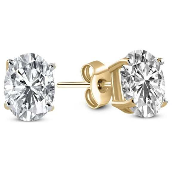 IGI Certified 12 Carat Lab Grown Solitaire Diamond Stud Earrings| 18K Yellow Gold Oval Shape Push Back Prong Setting Friendly Diamonds Earrings | F-G Color, VS1-VS2 Clarity