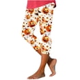 thumbnail image 3 of NSLGXD Womens Cropped Leggings Halloween Pumpkin & Bat Print No Front Seam Slim Fit Workout Yoga Capris S-3XL, 3 of 6