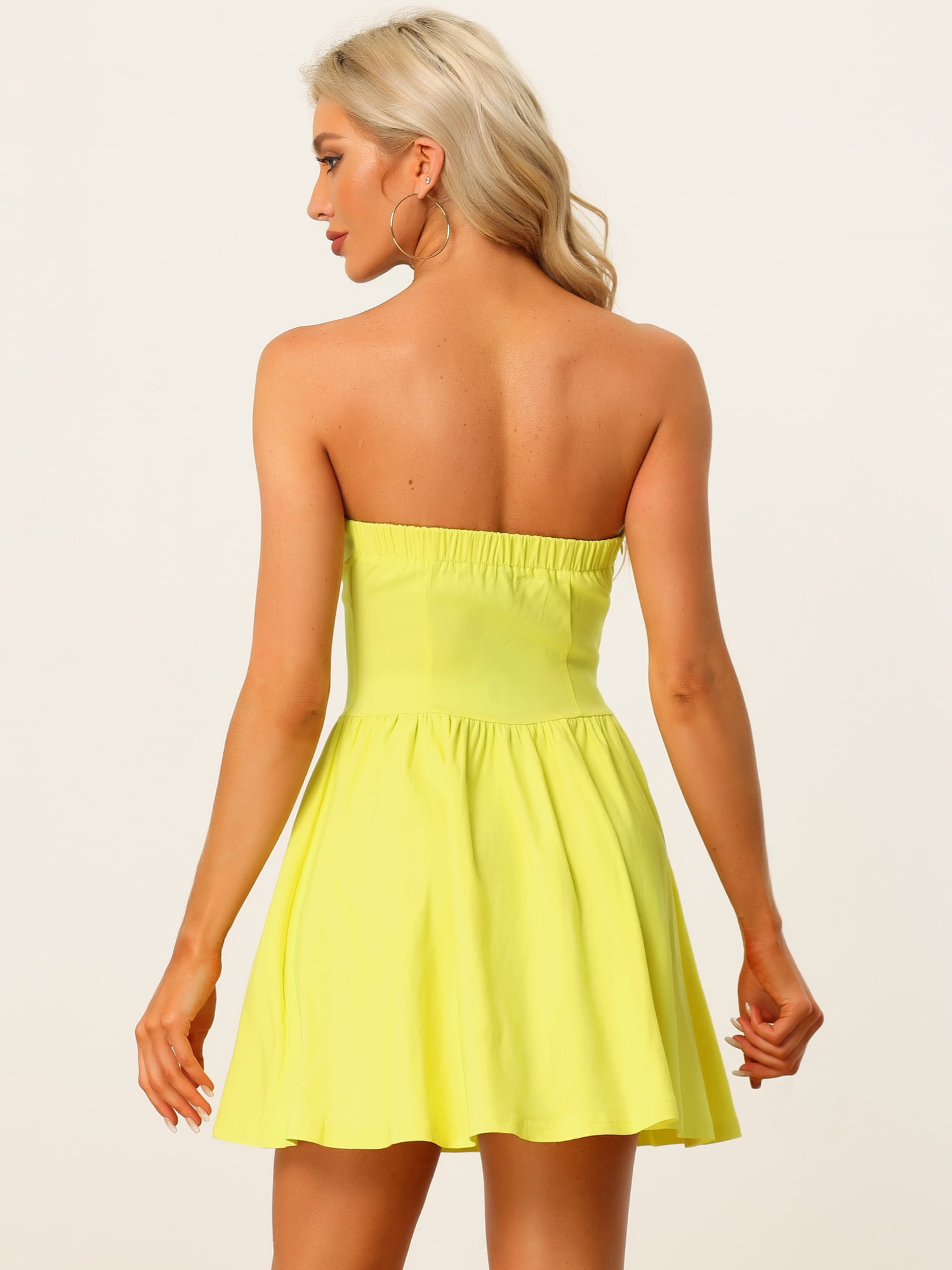 DARING DIVA Party Mini Strapless Sweetheart Neck Christmas Mini Dress XS Yellow